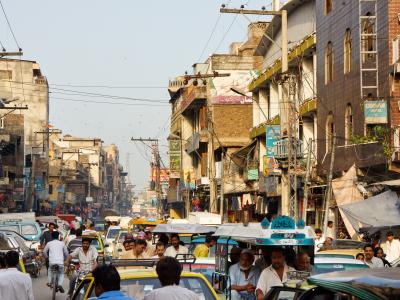 Busy city street in Pakistan