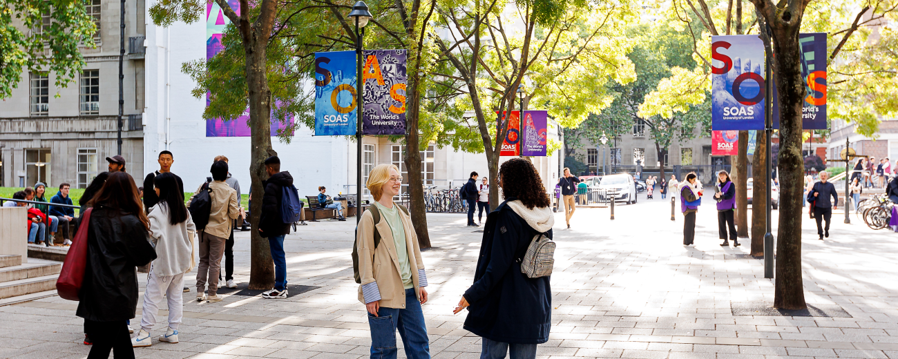Students in precinct outside SOAS 
