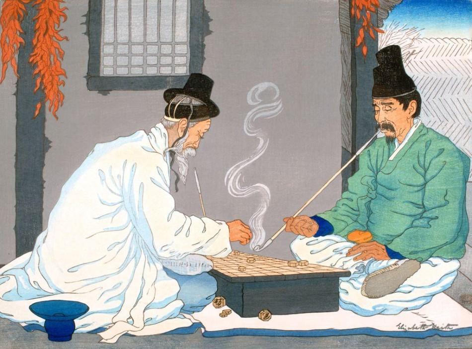 ‘A Game of Chess, Korea’, Elizabeth Keith, Korea, 1936