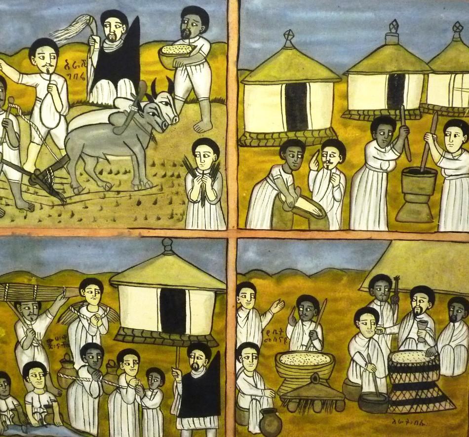 ‘Agriculture and feasts in the Course of the year’ by or after Wondimu Wende, Addis Ababa, Ethiopia, late 20th century
