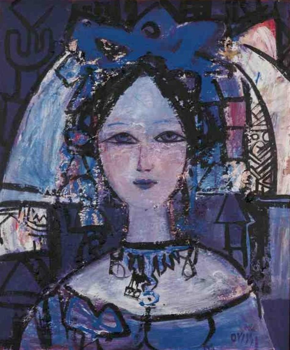 ‘Portrait of a Woman in a Blue Dress’, Nasser Ovissi, 1970s, Madrid