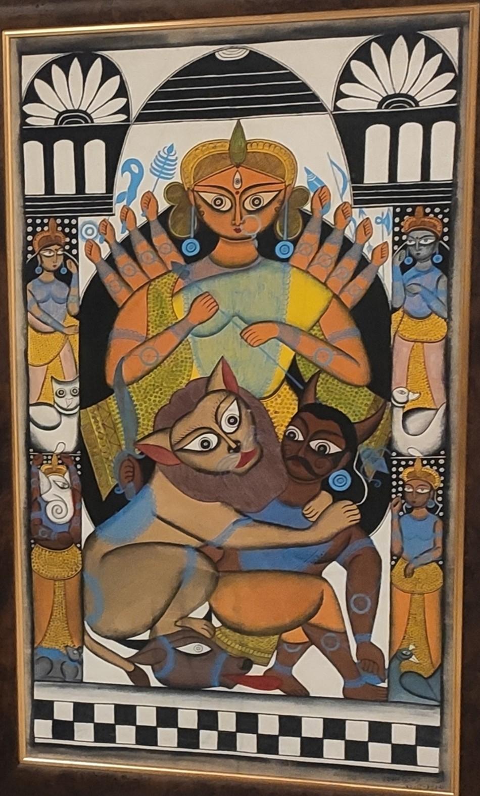 Durga defeating Mahisha, Rahman Chitrakar, 2011, West Bengal, India