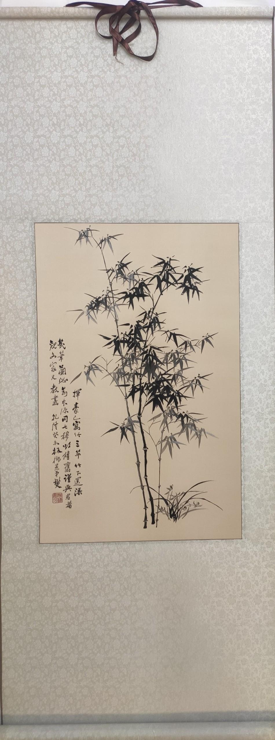 Embroidered picture in the style of Zheng Banqiao's paintings, 20th century