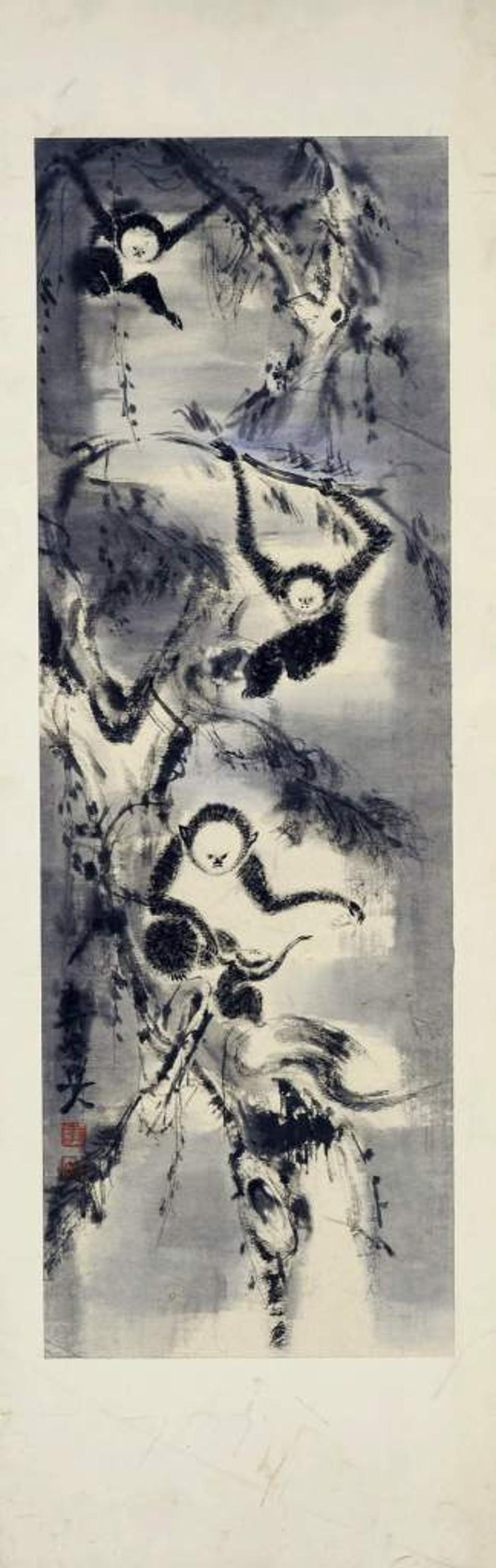 Ink painting of monkeys, probably Japan, 20th Century