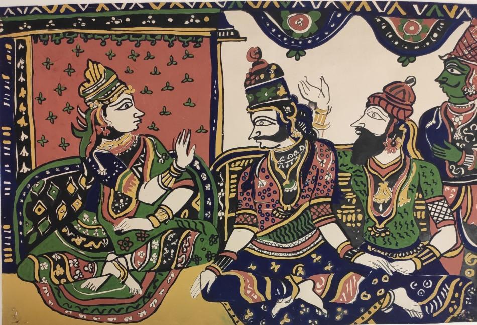 Painting of a mural from Alakar Kovil (?), Tamil Nandu, India, 20th C. 