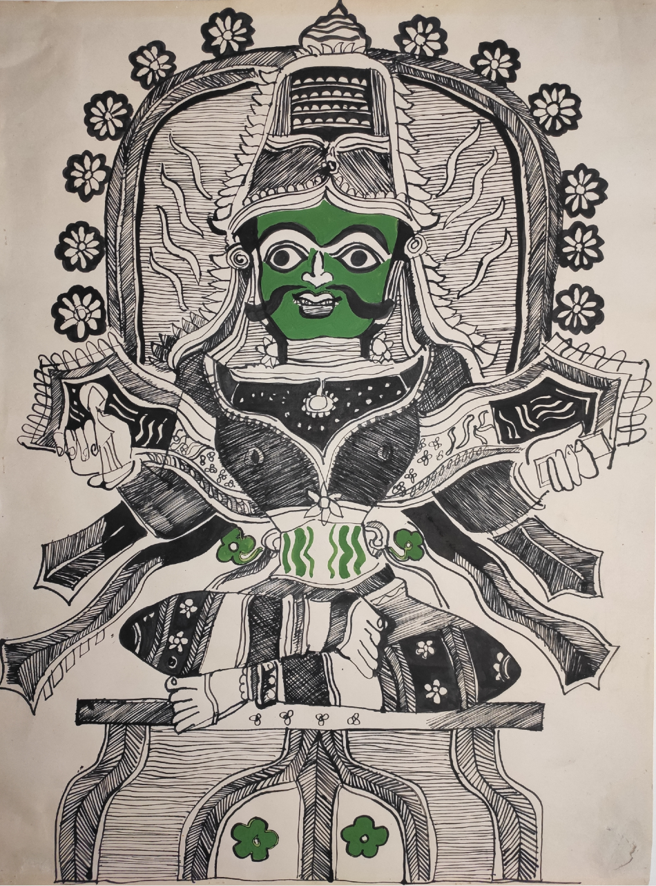 Painting of the Tamil god Aiyanar, K. M. Adimoolam, probably 1970s