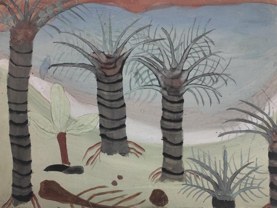 Palm Tree Landscape, unknown artist, Uganda, late 1930s