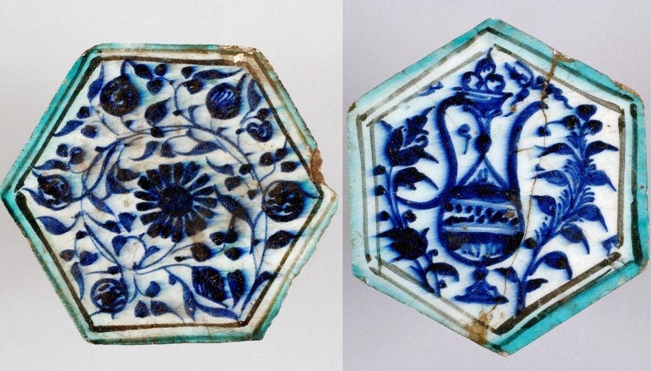 Two Mamluk tiles, late 15th century, Damascus, Syria