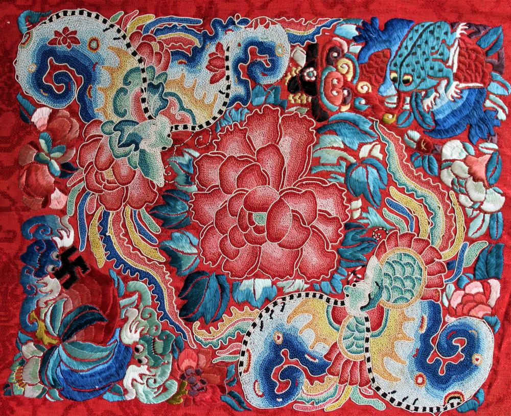 Chinese embroidery from Qing skirt panel