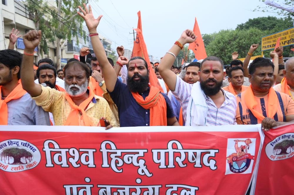 Protest from members of Vishwa Hindu Parishad and Bajrang Dal