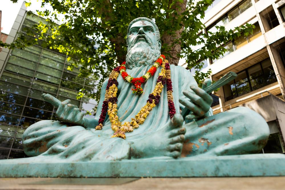 Thiruvalluvar statue viewed from below