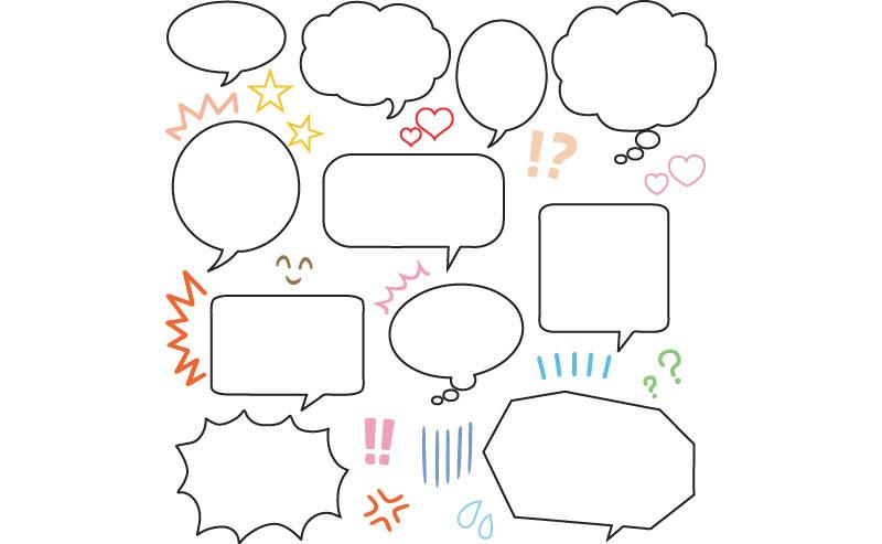 Different types of speech bubbles used in manga