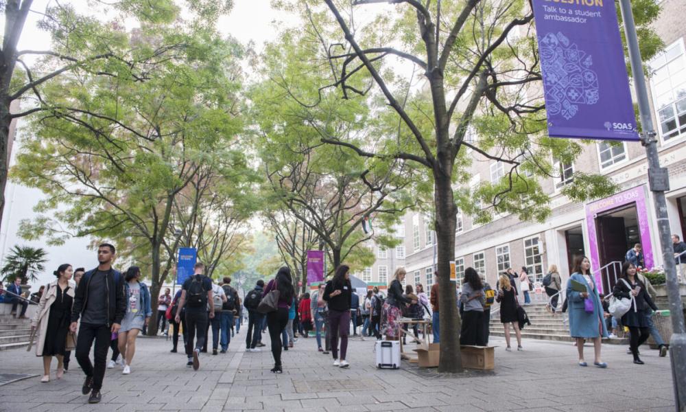 Students on campus at SOAS during Welcome Week