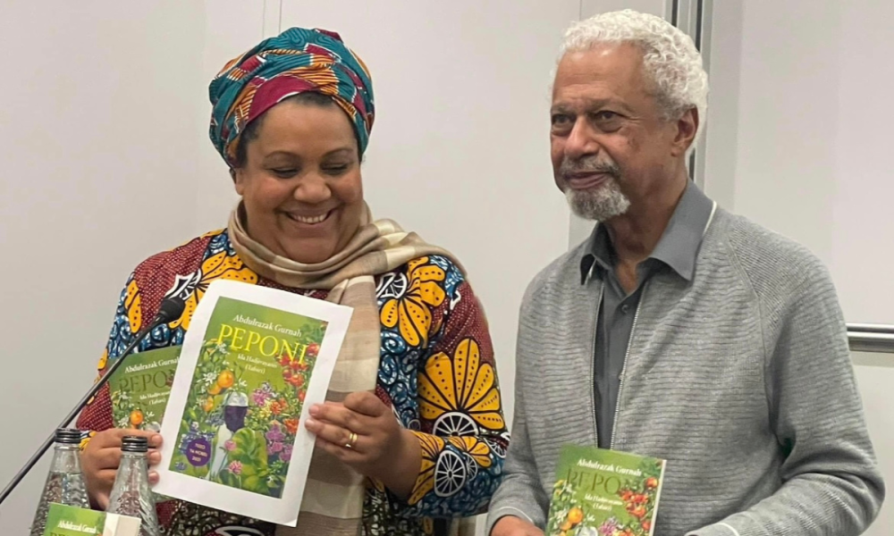 Dr Ida Hadjivayanis and Professor Abdulrazak Gurnah at the launch of Peponi