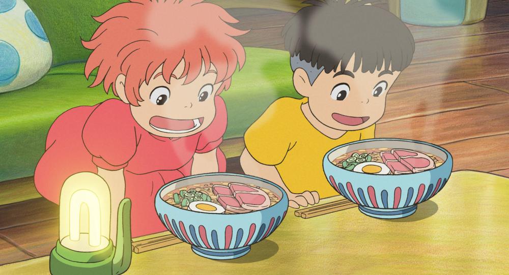Ponyo & Sōsuke eat ramen In the film Ponyo
