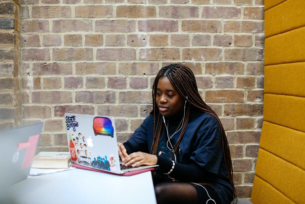 Student working on laptop
