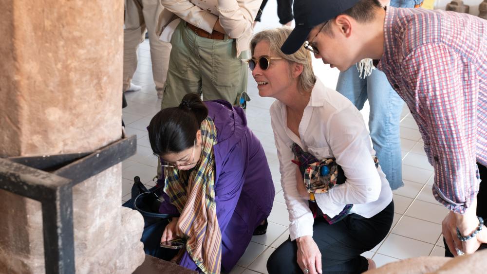 Visiting a small site museum at Wat Dhammachakra Sema Ram near the ancient site of Muang Sema, Nakhon Ratchasima province. (Photo by Kanat Naktanomsub, courtesy of Getty)
