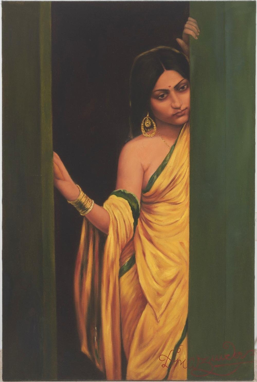 painting of a woman by Hemendranath Mazumdar