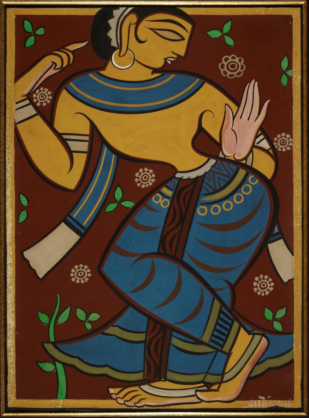 painting of a woman dancing by Jamini Roy