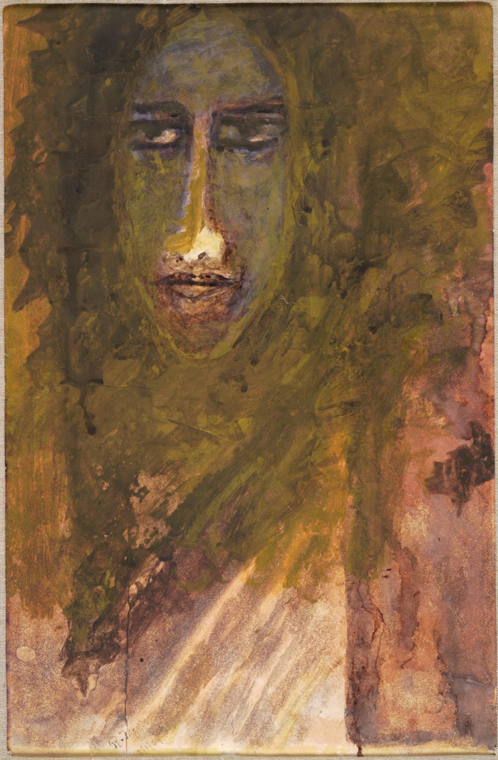 watercolour of a face by Rabindranath Tagore
