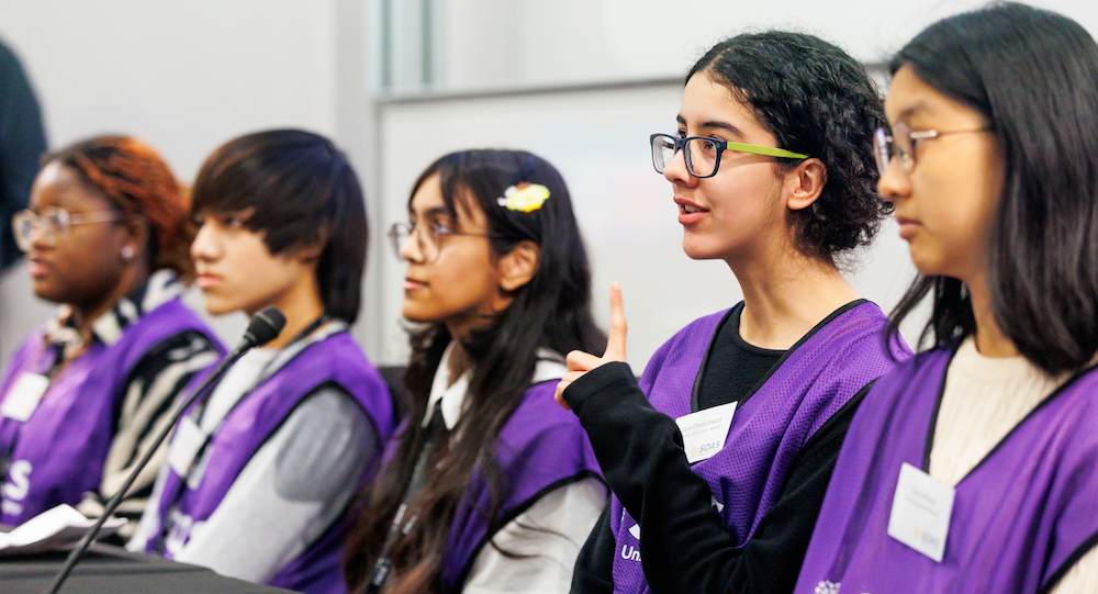 Student ambassadors on a panel during open day
