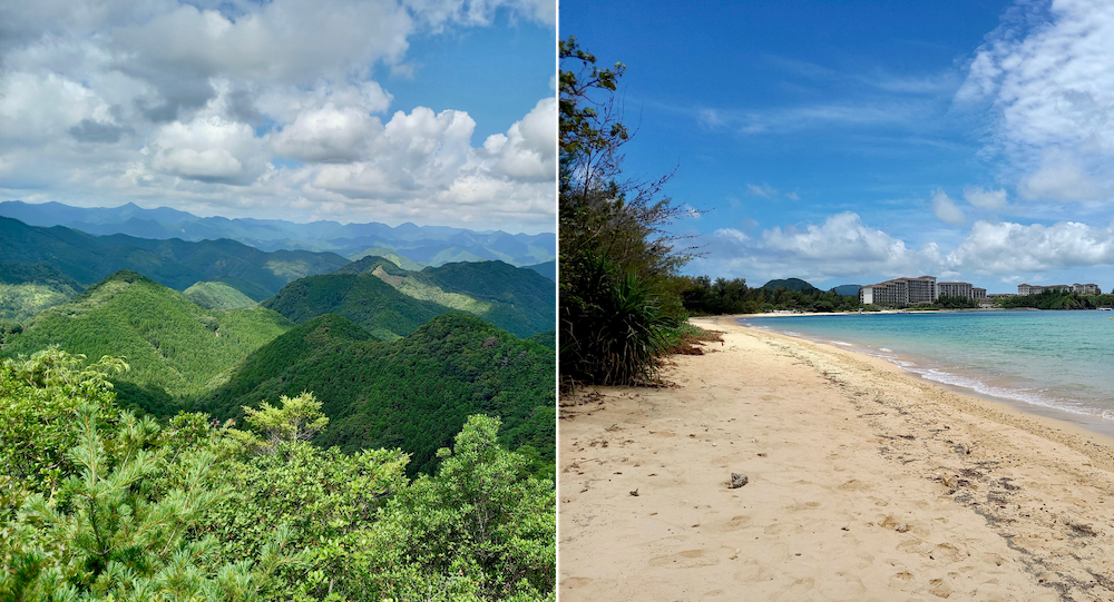 Mountains and beaches in Japan