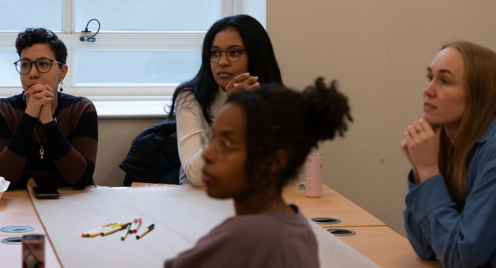 A group of students at a workshop