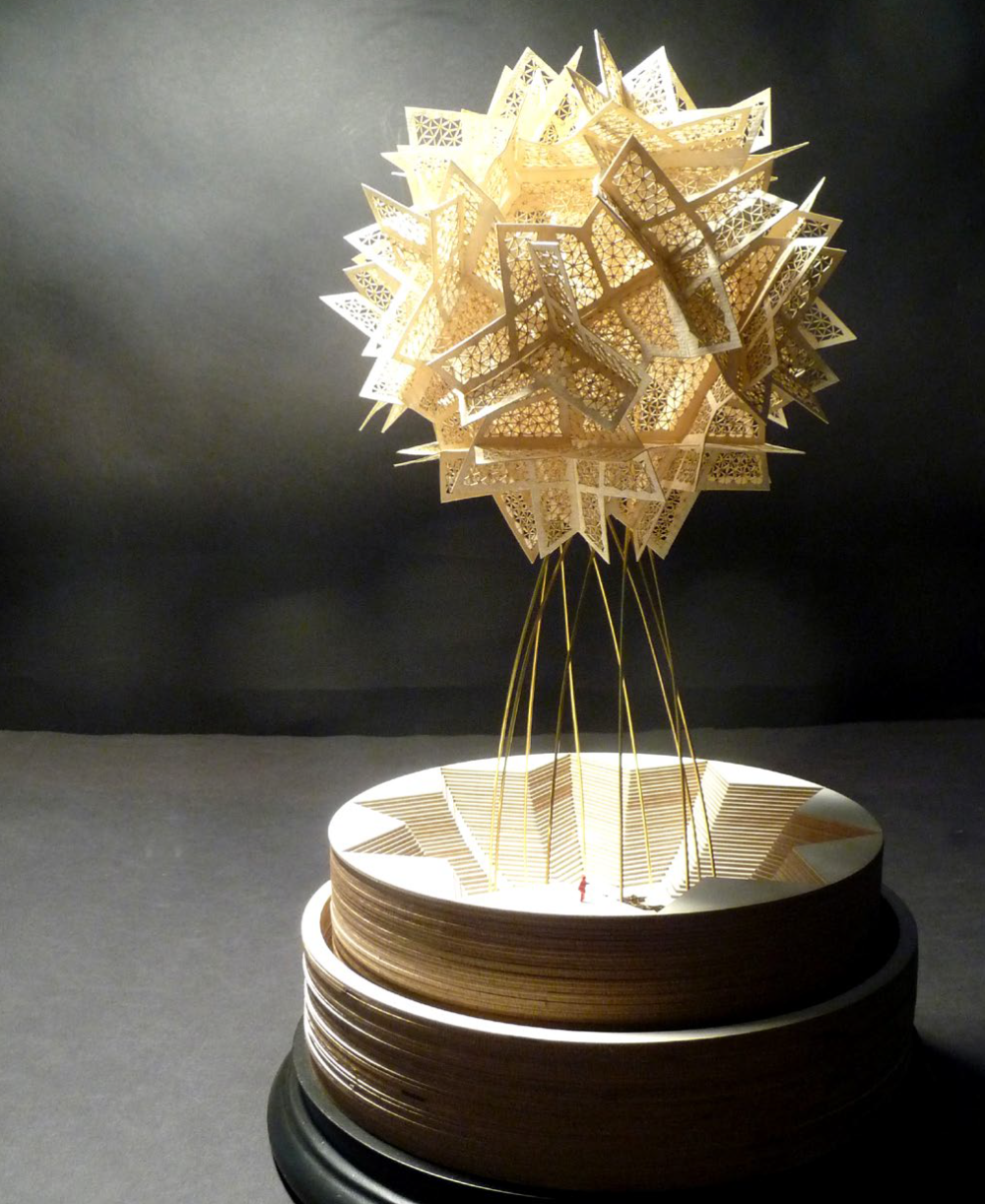 photo of a sculpture in the shape of a star, by Zoroastrian artist Karl Singporewala