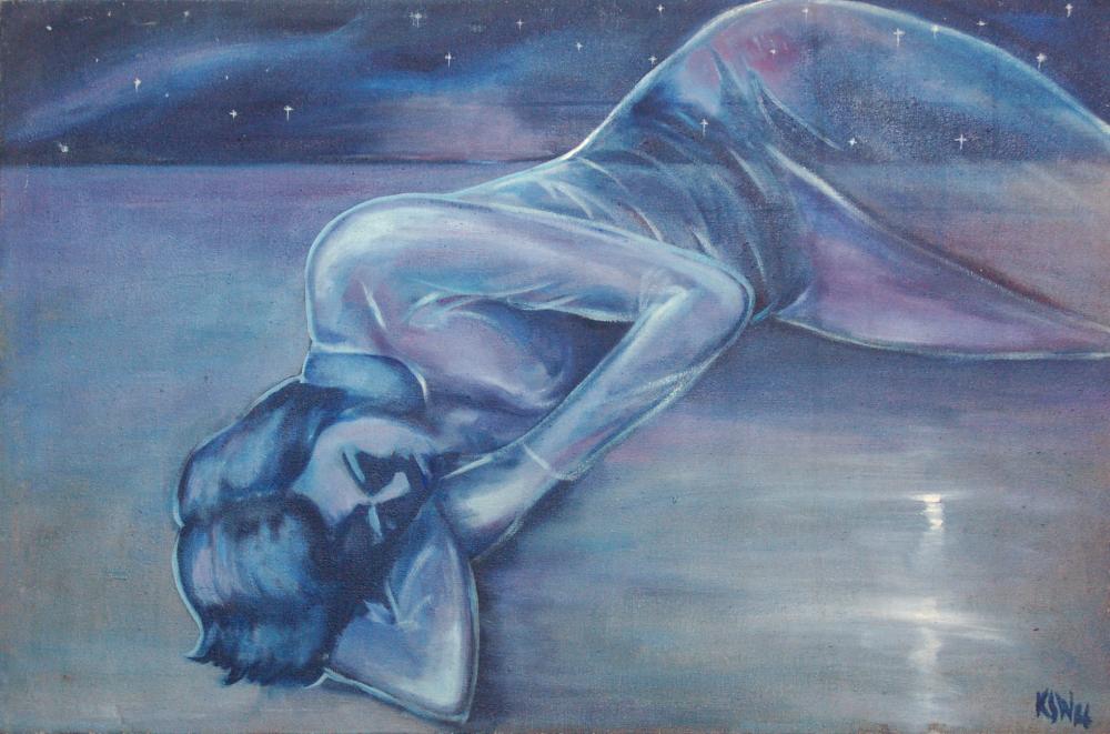 Khin Swe Win, Sleeping Lady, oil on canvas, 91.4 x 121.9 cm, 1981. Collection of the artist. Photo by the author.