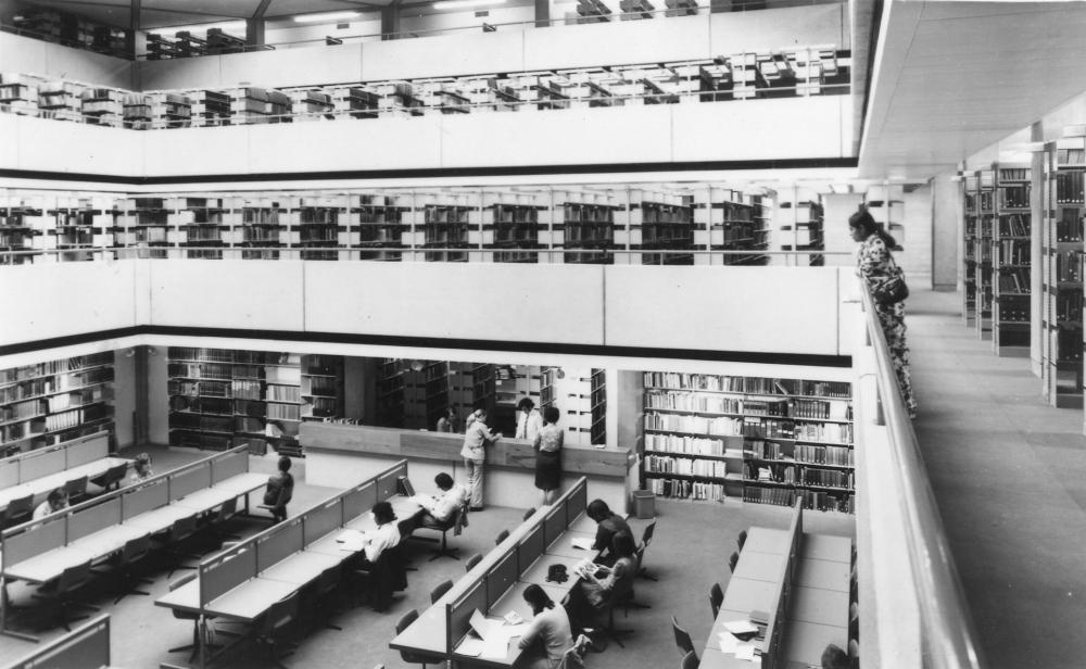 Black and white picture of the Library Main Reading Room