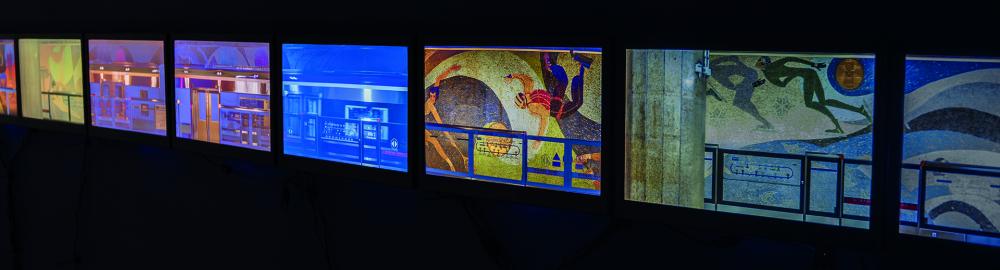 A display of contemporary video art by Xin Yunpeng.