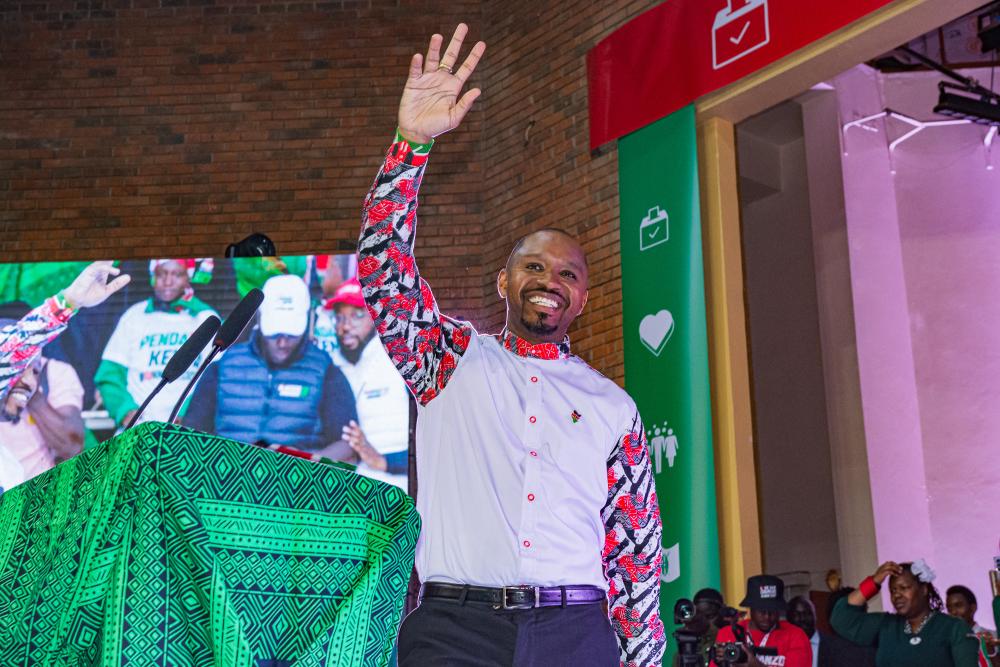 a man waving.